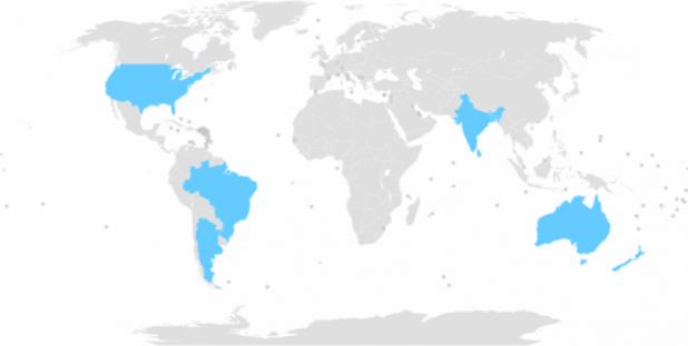 Hospitals in highlighted regions have contributed data to the Global Open Source Severity of Illness Score, or GOSSIS. Image courtesy of the researchers.