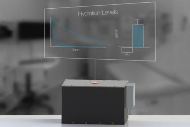 MIT researchers have developed a noninvasive hydration sensor that is based on the same technology as MRI, but, unlike MRI scanners, it can fit in a doctor’s office. Image: Lina Colucci, Andrew Hall