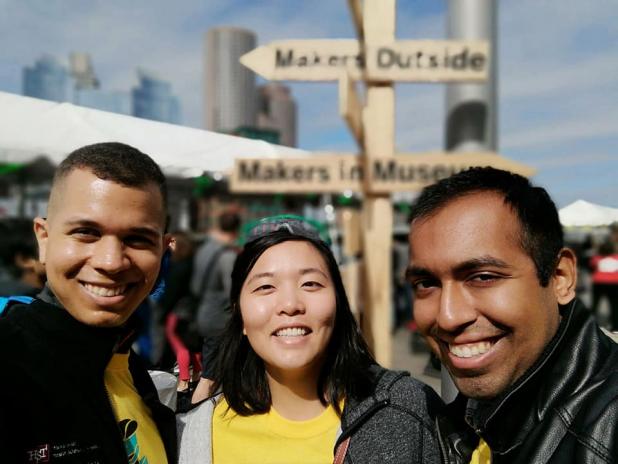 three students outside