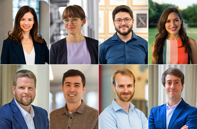 4x2 grid of faculty headshots